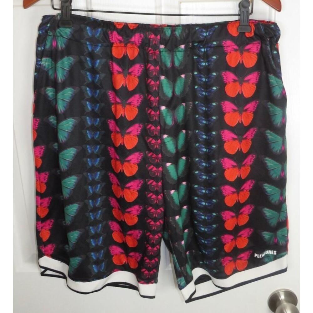 Pleasures Butterfly Basketball Shorts Men's Size Medium Black/Multi 8" Inseam